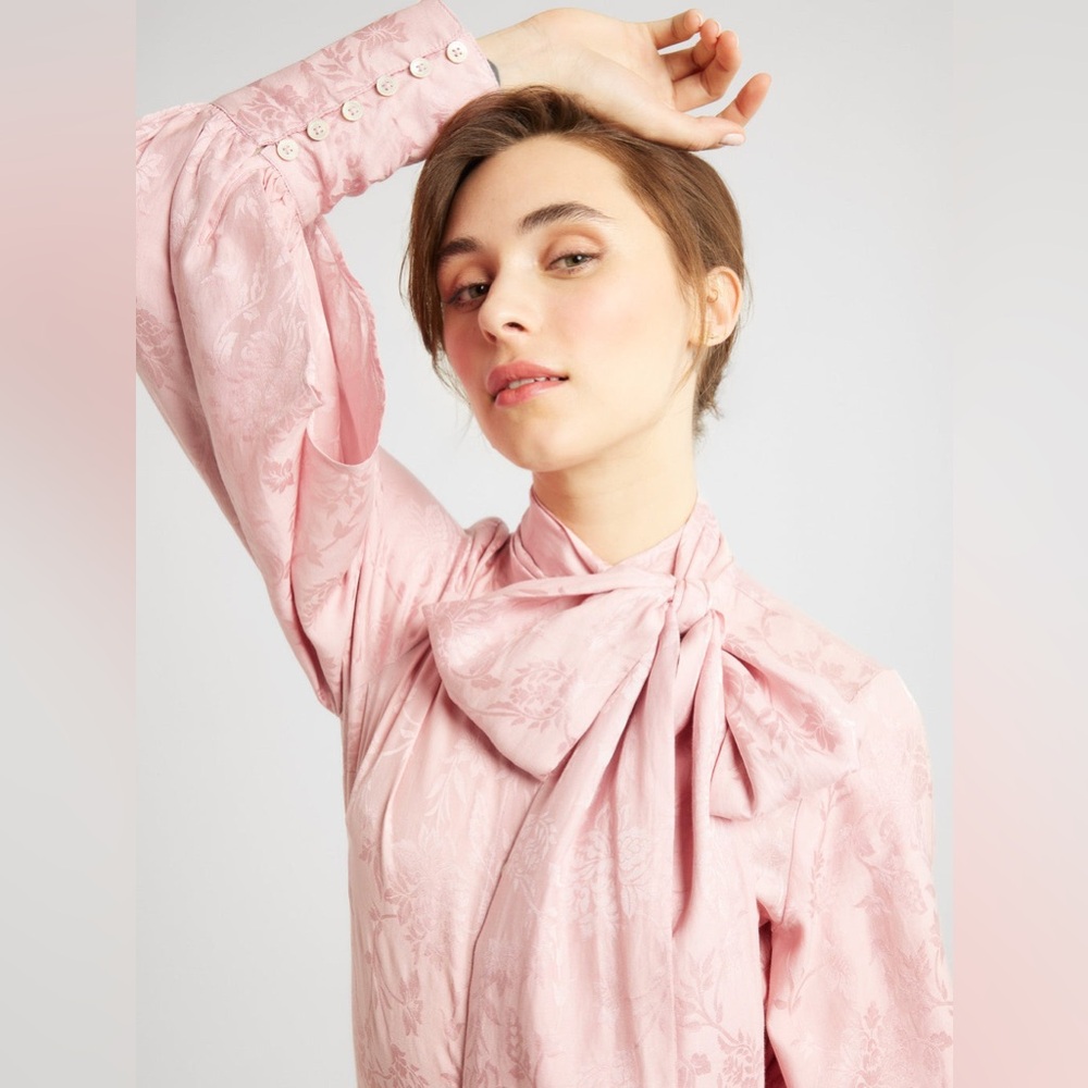 NWT Mille GiGi Jacquard Long Sleeve Blouse - Picture 7 of 9